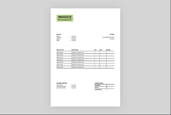 free photography invoice templates