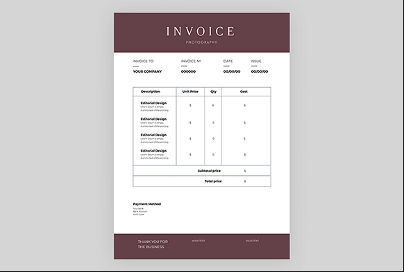 free photography invoice templates
